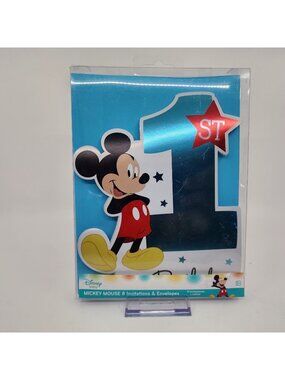 Disney Baby Mickey Mouse 1st Birthday Party Invitations & Envelopes 8-Count